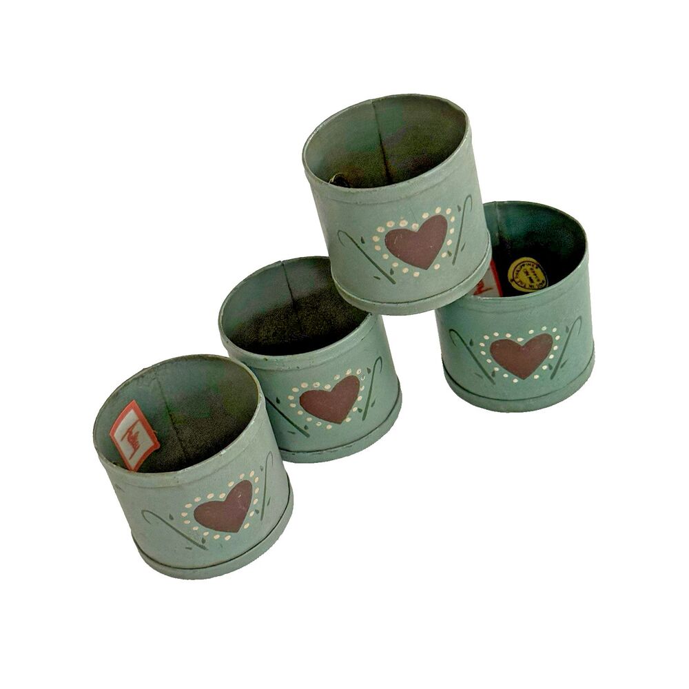 Vintage Audrey Napkin Rings Metal Country Hearts Set of 4 Cottagecore Farm House
